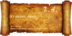 Krakker Apor névjegykártya